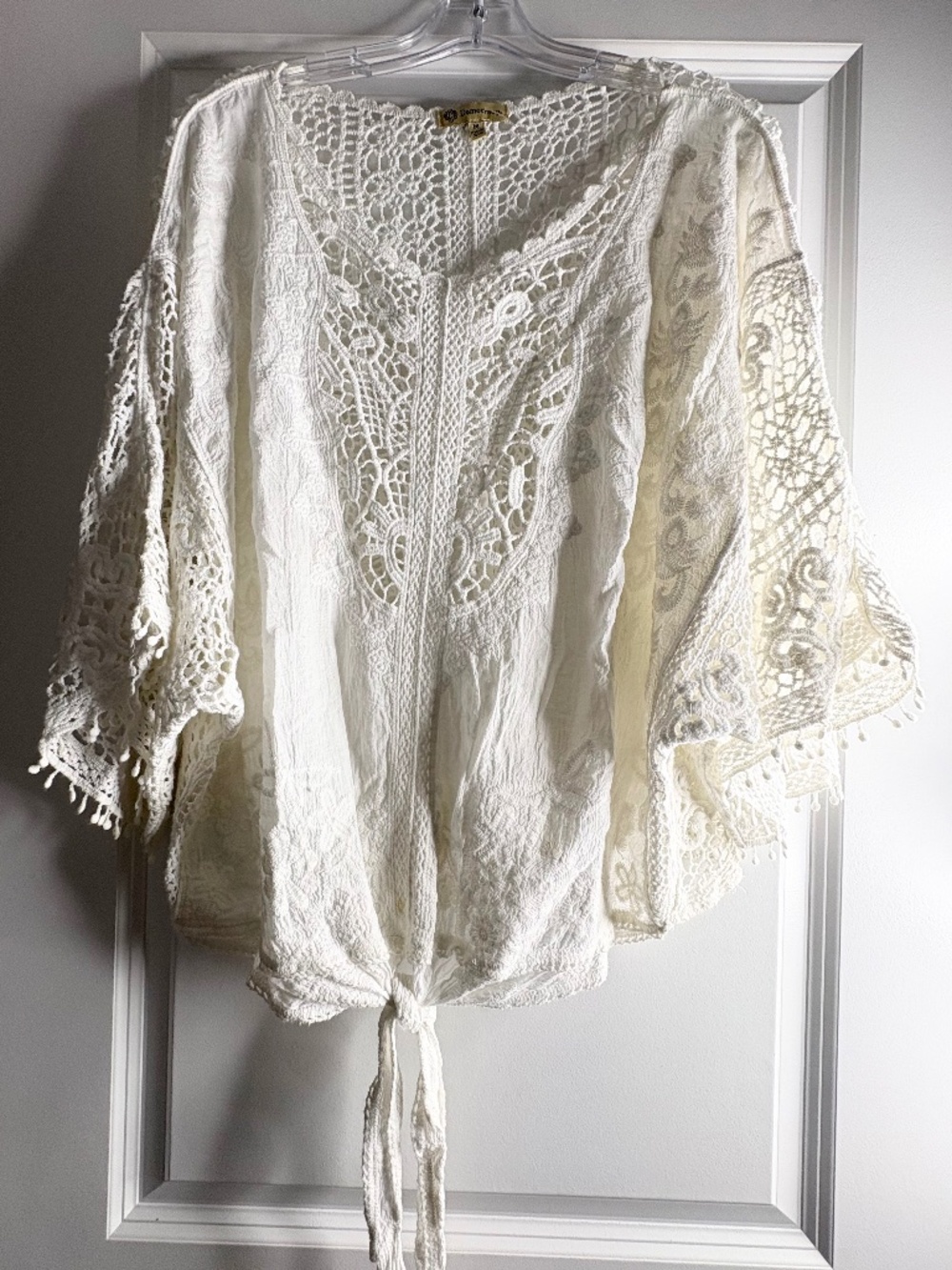 Bohemian Style Democracy Crochet Tie- Front Blouse